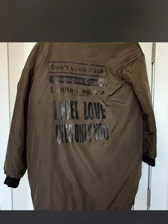 Olive Green Long Bomber Coat - Men's Quilted Jacket - Picture 5 of 6